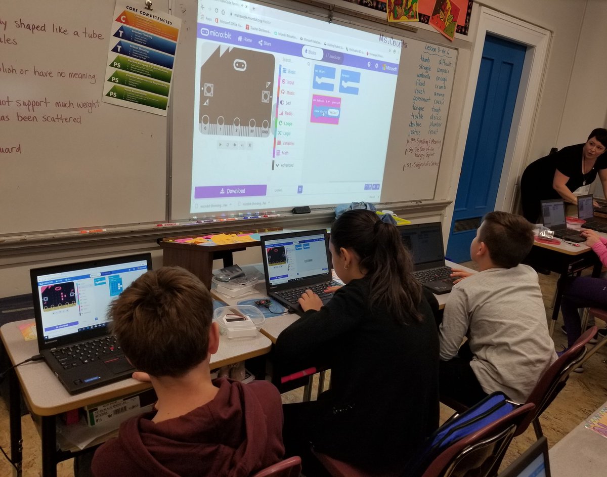 edutechexplorer's tweet photo. All day Micro:bit coding @burnabyschools Gilmore today led by Amanda Coutts.  Great to see students collaborating, learning file management, and regulating behaviour using our coder laptops and MB kits. A nice wrap up to activity with core comp. conversation. https://t.co/nwFjoP1PsR