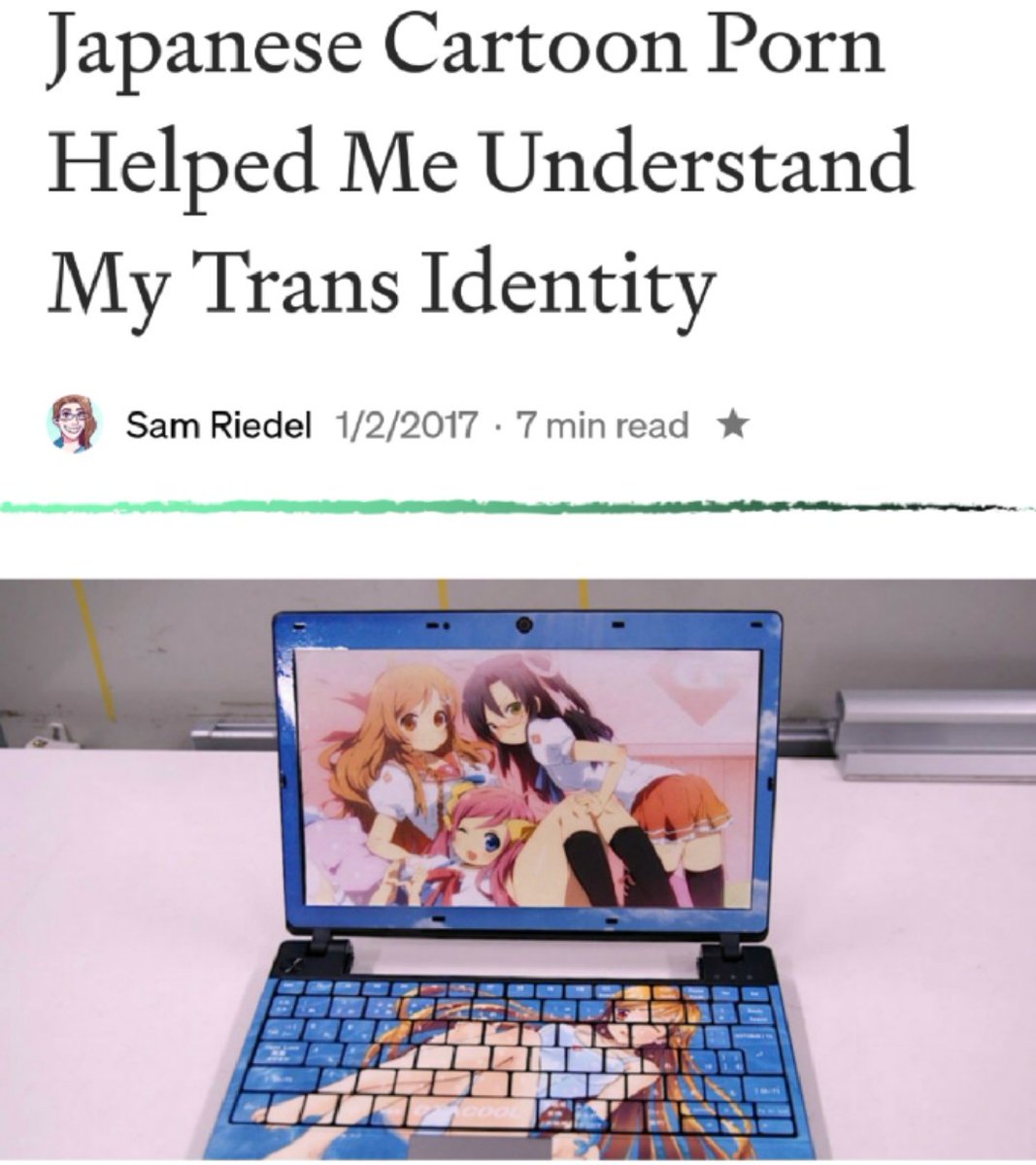  @BlanchardPhD shared an article about connection between anime porn & trans identity; he is known for research on gender dysphoria & naming autogynephilia: male fetishization of the self as "female".He was called a bigot; this in spite of the fact that men openly admit to AGP.
