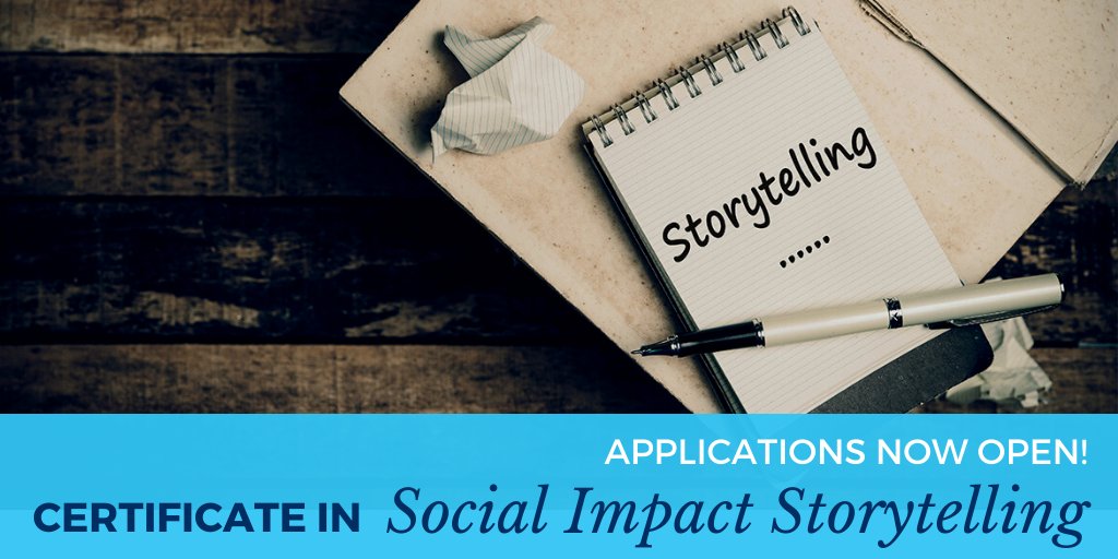 Looking to become a more effective story change-maker? Join us on Tuesday, November 19th for a live webinar to learn more about our Certificate in Social Impact Storytelling program - RSVP: bit.ly/2pk1ZpI 

#storytelling #socialimpact #nonprofit #stories