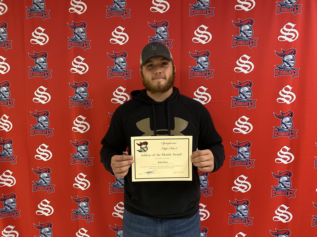 Congratulations to Kyle Orris for being selected as Male Athlete of the Month for October <a href="/KnightsWatchSHS/">Knights Watch</a> <a href="/SpotsyFootball/">Spotsylvania High School Football</a>