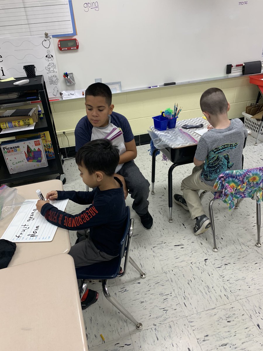 MrsOnik1's tweet photo. 5th grade buddies helping 1st grade apply their WTW words on their FUNDation boards! #hmt123 #WTW #Fundations https://t.co/VmMZMsl8uO