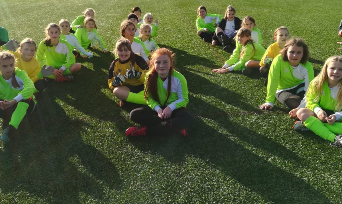 Twenty excited girls all lined up and ready to begin their football tournament earlier today! <a href="/WeAreStWilliams/">St William's Primary</a>