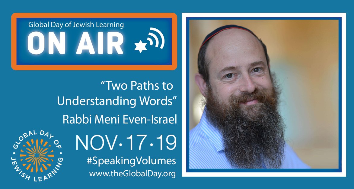 TheGlobalDay's tweet photo. How do time, language and changing culture affect how - and why - we read ancient texts? @MeniEvenIsrael breaks it down - LIVE from Jerusalem on Sunday Nov 17: watch at https://t.co/AYZDGYFI3W | @RabbiSteinsaltz #Steinsaltz #GlobalDay #JewishLearning #SpeakingVolumes https://t.co/W8O4UlyFd5