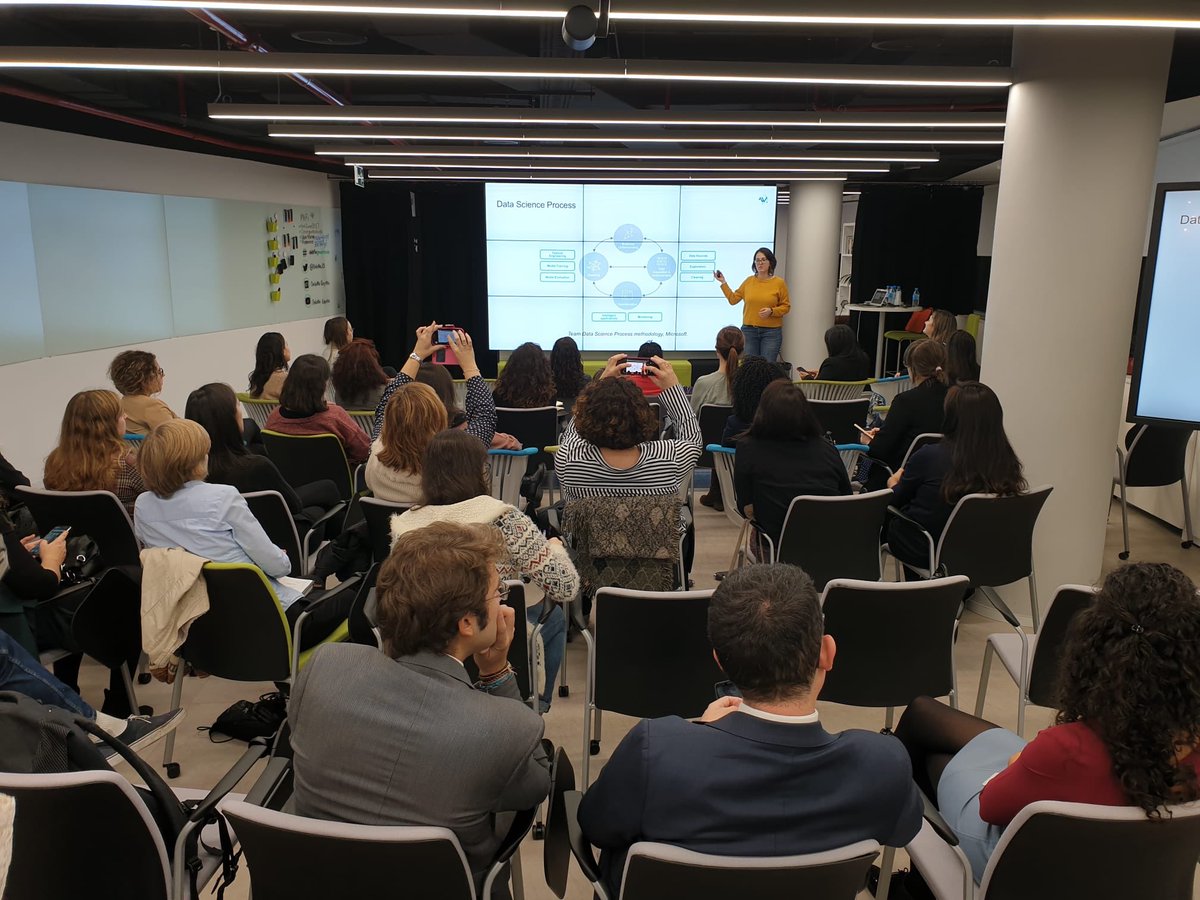 WiMLDS_Madrid's tweet photo. @mariamedp talking about #MachineLearning systems, #DataScience proccess &amp; #DevOps in our #meetup of #wimlds at @Deloitte_ES https://t.co/8v513psPJT