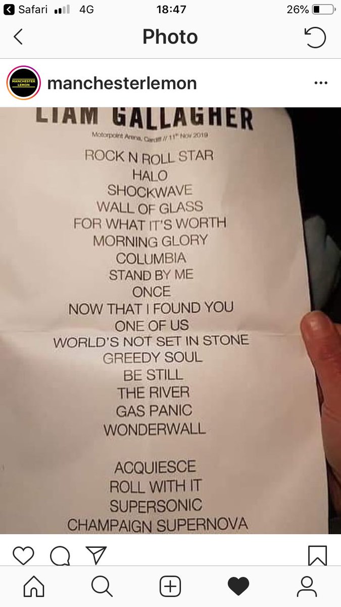 PamRostron's tweet photo. @liamgallagher tomorrow night in Aberdeen! Can’t wait. @JoeConway10 you jel? No Slideaway though ☹️ https://t.co/NkZFjDSJYu