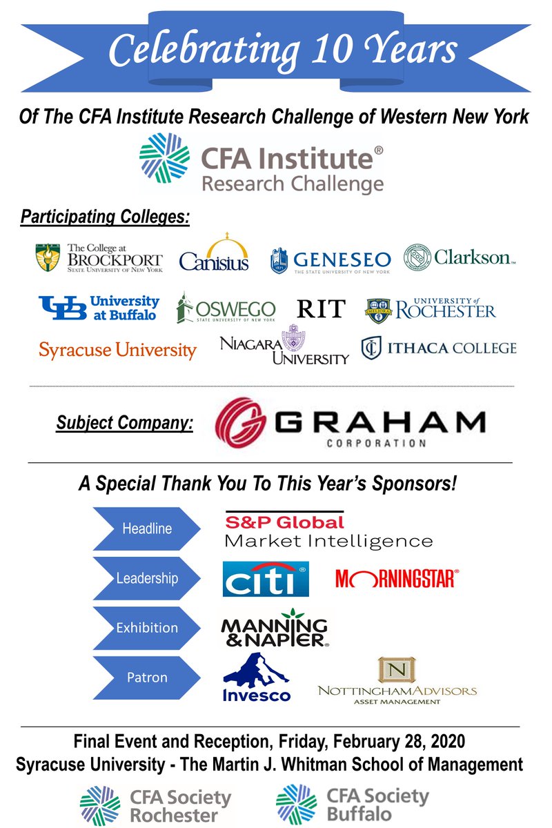 CFA Society Rochester and CFA Society Buffalo held their kickoff luncheon for the CFA Institute Research Challenge of Western New York.