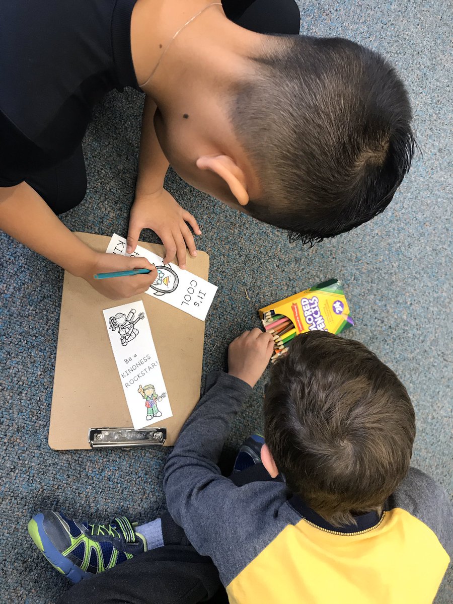FVE_Hansen's tweet photo. Our buddy groups celebrated World Kindness Day by coloring inspirational bookmarks and hiding them in books throughout the library to be found. #fveagles @ForestVistaES #spreadkindness https://t.co/2jpdQ0YSaz