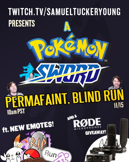Friday at 10am PST, we're celebrating a lifelong passion on twitch with the new pokemon game! I've made a bunch of new stuff for it AND there's a giveaway from <a href="/rodemics/">RØDE</a> ! Permafaint = if your pokemon faints, it's dead. See you there!! Retweet for the hype train!