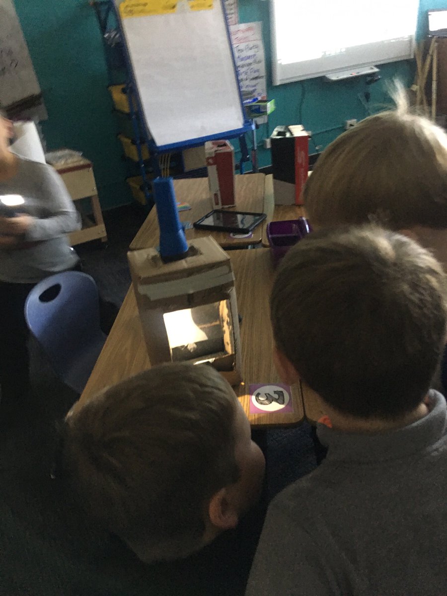 MrsRokosD53's tweet photo. 1st graders using what they know about light and reflection to create a ghost! This is how ghosts are made in the popular ride, The Haunted Mansion! #d53learns https://t.co/I5kTi8NCeI