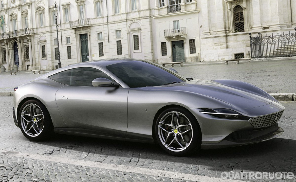 quattroruote's tweet photo. La #Ferrari ha svelato una nuova sportiva con motore V8 biturbo da 620 CV, la #Roma --> https://t.co/CbyD0qmUPh #FerrariRoma https://t.co/41HMAvhMWK