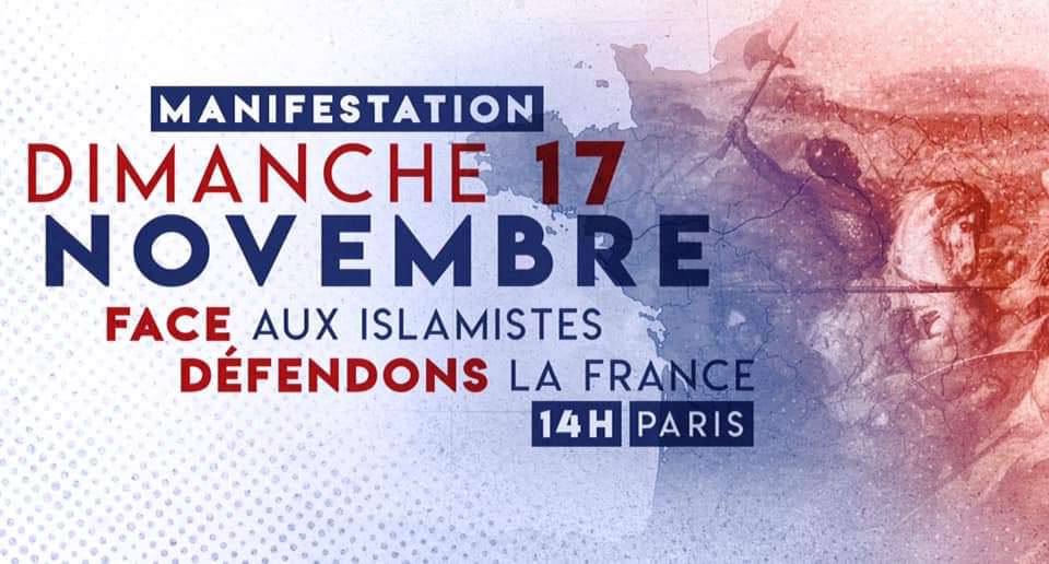 Montrons aux islamistes qu'ils ne sont pas chez eux le 17 novembre !

 #ManifStopIslamisme