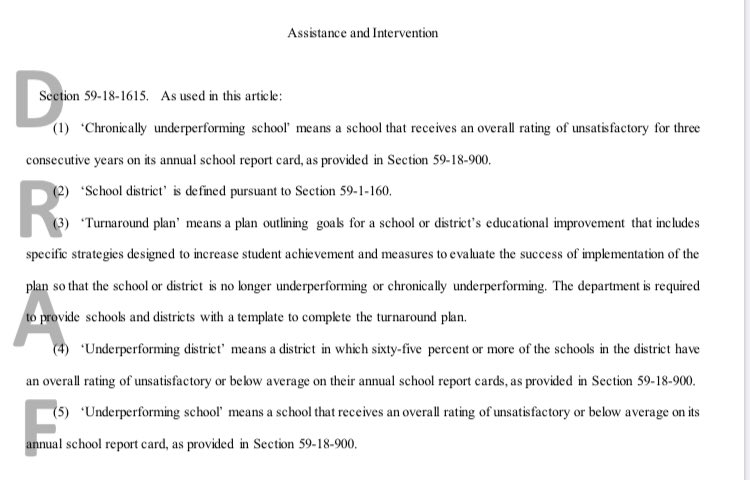 Again, after good points on the serious limits and “obsession” with testing, the takeover part of the bill defines schools to be taken ovef through, you guessed it, testing, sh in makes up the bulk of state report card data.