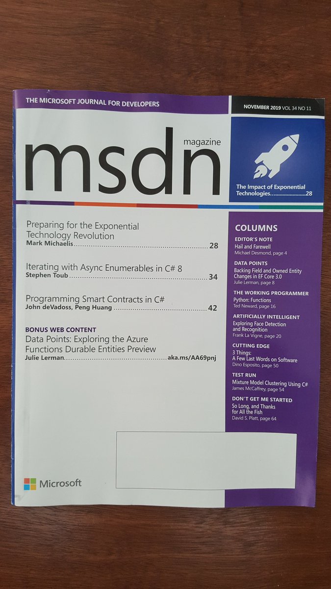 The end of an era... I received the final issue of MSDN magazine today. I've been a loyal subscriber for a long time. Fortunately <a href="/CODEmagazine/">CODE Magazine - In Print & Digital Formats!</a> is still around and has a free offer for MSDN subscribers.  codemag.com/subscribe/msdn
