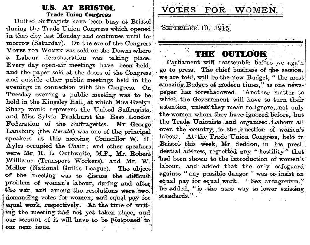 3. The outbreak of the First World War changed this. The suffragist movement encouraged women into the workforce to help the war effort and began to engage with the male unions, although not always constructively...