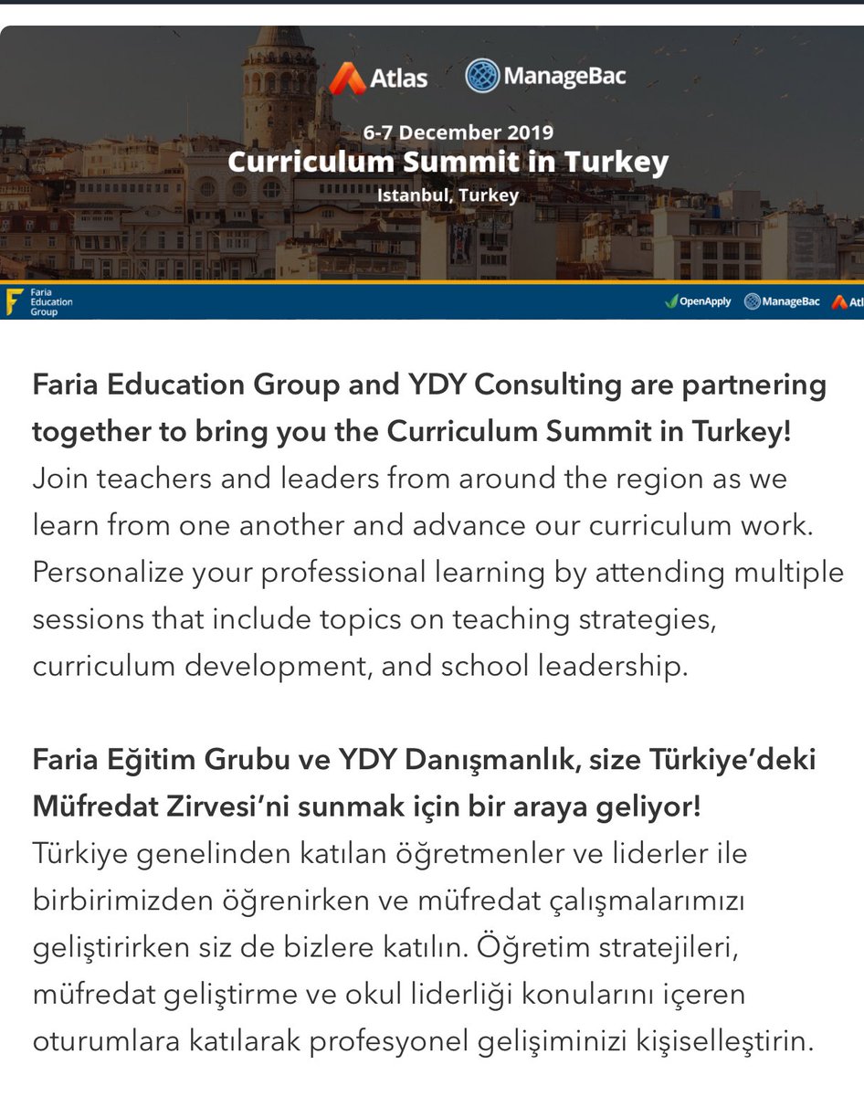 6-7 Aralık’ta Müfredat Zirvesi’nde “Okullarda Sürdürülebilir Mesleki Gelişim Tasarımları” atölyesinde okul liderleri ve meslektaşlarımıza bilgi ve deneyim paylaşımda bulunacağım.😊