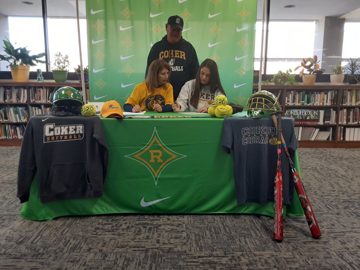 SIGNED! @kayla_1188 makes her future with <a href="/cokersball/">Coker Softball</a> official by signing her Letter of Intent this afternoon. Congrats, Kayla! 🔰🥎🐍