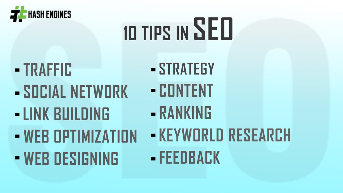Hash_Engines's tweet photo. 10 Tips in SEO
#HashEngines #digitalmarketing #brand #digitalagency #seomarketing #seoservices #seocompany #seoserviceslondon #seoservicesindelhi #seoservicesdubai #seoservicesusa #SEOservicesUK #SEOservicesUS
visit us: https://t.co/JrW22pl2gd
contact us: support@hashengines.com https://t.co/IZW5MgI040