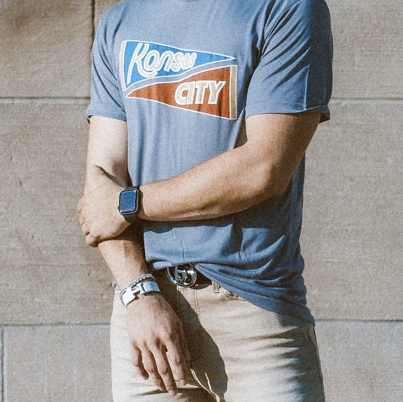 NaughtyAughty's tweet photo. Use code “KANSASCITY” for $10 off the Ultra-Soft Kansas City Tee while it’s back in stock 💫 
@LandlockedKC https://t.co/PtR5mJSur3