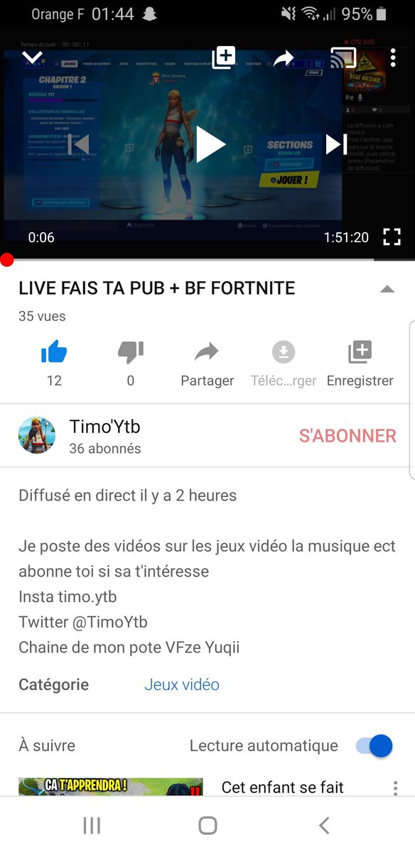 TimoYtb's tweet photo. 2h de live et +10 abonné grâce au live 🔥 
#Fortnite  #live #YouTube https://t.co/0ZMi7W8DK6