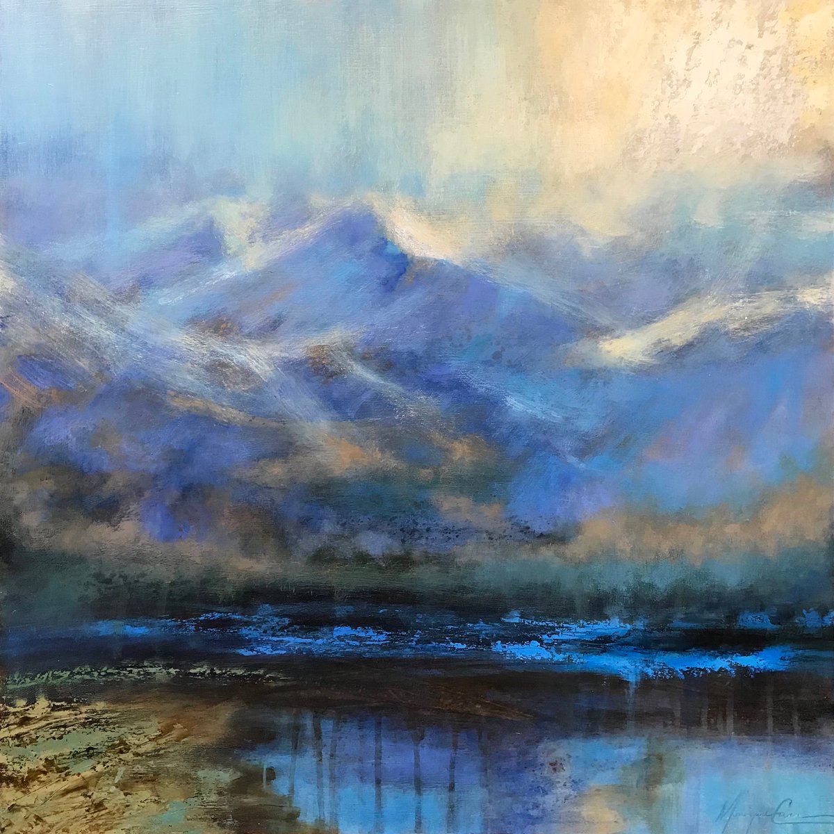 A new collection of ‘electric blue’ mountains is in progress for Horizon Fine Art Gallery, Jackson Hole, WY. #landscape #landscapelovers #paintings #oilpaint #artcollectors #landscapepainting #fineart