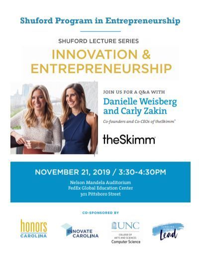 1789 Hub (@1789hub) on Twitter photo <a href="/ShufordProgram/">UNC Shuford Program in Entrepreneurship</a> welcomes Danielle Weisberg and Carly Zakin, Co-founders and Co-CEOs of @theskimm. LIVE SMARTER and get the insights into what it takes to run Skimm news! <a href="/ShufordProgram/">UNC Shuford Program in Entrepreneurship</a> welcomes Danielle Weisberg and Carly Zakin, Co-founders and Co-CEOs of @theskimm. LIVE SMARTER and get the insights into what it takes to run Skimm news!