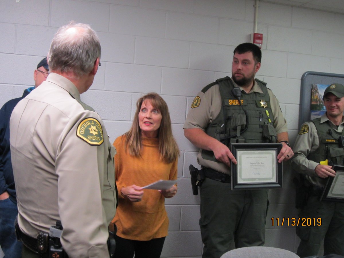 OCSOIowa's tweet photo. Dispatcher Sande Smith was recognized for her 15 years of service. https://t.co/PhVyYXTt99