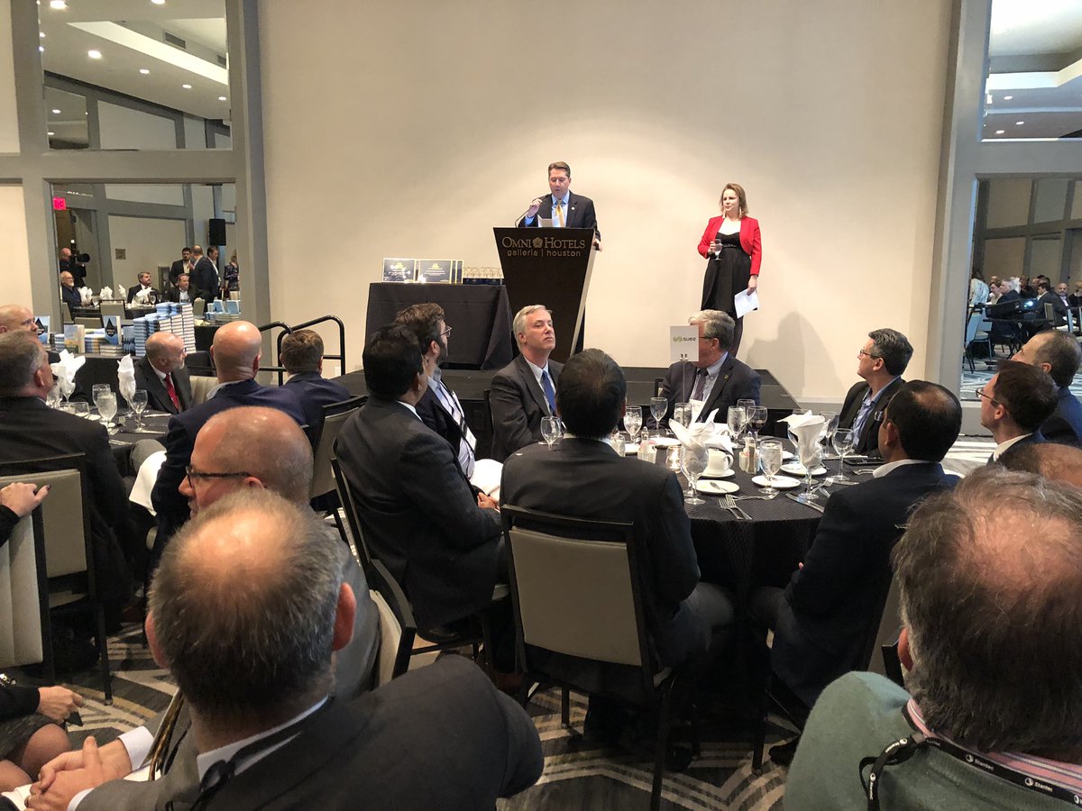 Ralph Exton from our dinner sponsor @SUEZ_NA opening the American Water Summit 2019 Gala Dinner here in Houston!  #aws2019