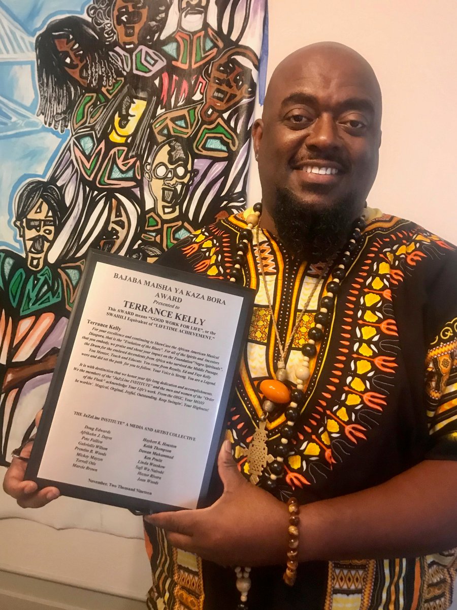 OakInterfaith's tweet photo. Congratulations to Terrance Kelly for receiving the BAJABA MAISHA YA KAZA BORA Award from KPFA's JaZzline Institue! This award means "Good Work For Life" or the Swahili equivalent of "Lifetime Achievement."
#terrancekelly #oigc #lifetimeachievement #bajaba #kfpa #jazzline https://t.co/lALr4Y1KMt
