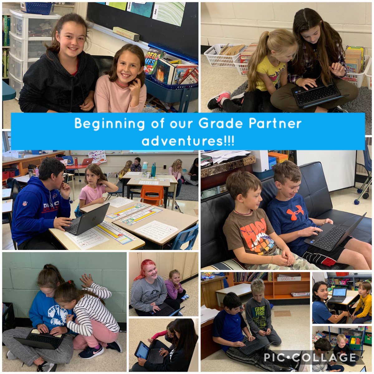 Neva_Murray78's tweet photo. Students in the Grade2/3 and Grafe 8s have partnered up this year for some fun learning. https://t.co/a9nfJQSqqP
