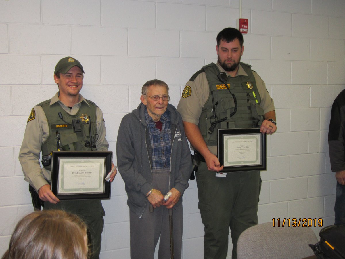 OCSOIowa's tweet photo. On October 18, 2019, Deputy Roberts and Deputy Bos were dispatched to a call for an unconscious male in a vehicle at Jackrabbit Junction in Sibley. That man was Charles Klaassen. The Deputies shocked Klaassen with an AED and did CPR until the ambulance crew arrived and took over. https://t.co/C9mAPbhOkB