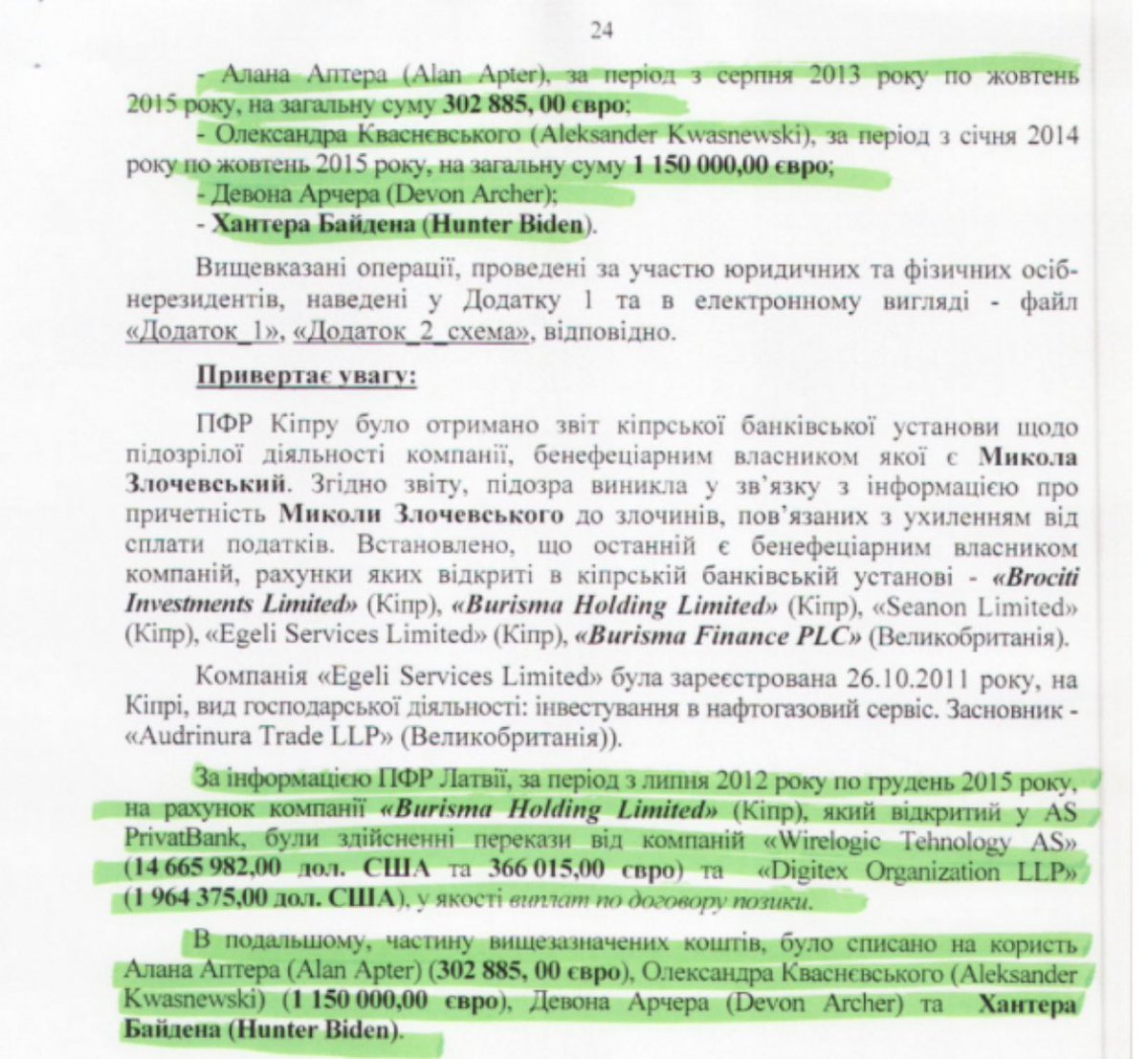 According to the Department of Financial Monitoring (Counter-intelligence) of Latvia, the following sums of money were obtained from Busima Holding Limited (Cyprus) which is open at AS PrivatBank in Latvia: