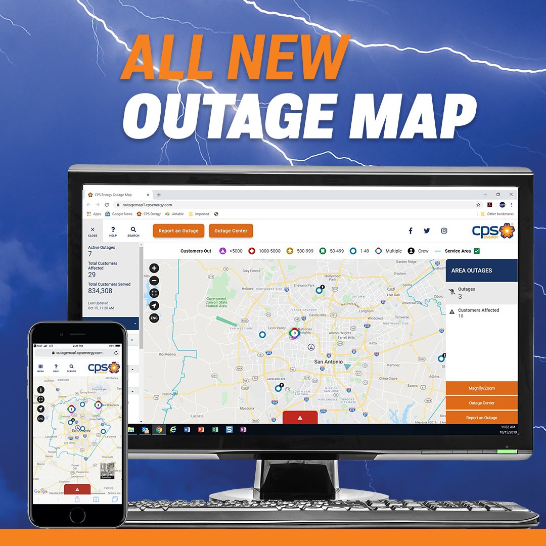 CPS Energy on Twitter "Our enhanced outage map is live and better than(04)