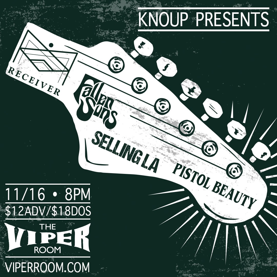 theVIPERroom's tweet photo. 💥3 days away! Don’t miss @ReceiverBand, @FallenSunsMusic, @SellingLA &amp; @PistolBeauty LIVE this Saturday Nov 16th! Get your tickets in advance now at https://t.co/WjAu2oFIdI! 🤘
.
#TheViperRoom #ViperAF #Hollywood #SunsetStrip #LA #WestHollywood #LiveMusic https://t.co/XVVleMlfaG