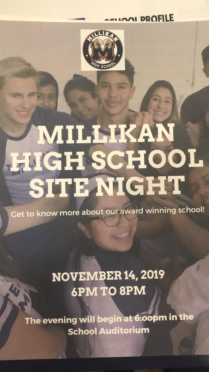 StephanieHeili3's tweet photo. Millikan Site Night tomorrow from 6-8pm. If you or someone you know is interested in attending next year, come and check out our school #proudtobeLBUSD #ramsFIRST https://t.co/uR312Ndyyc