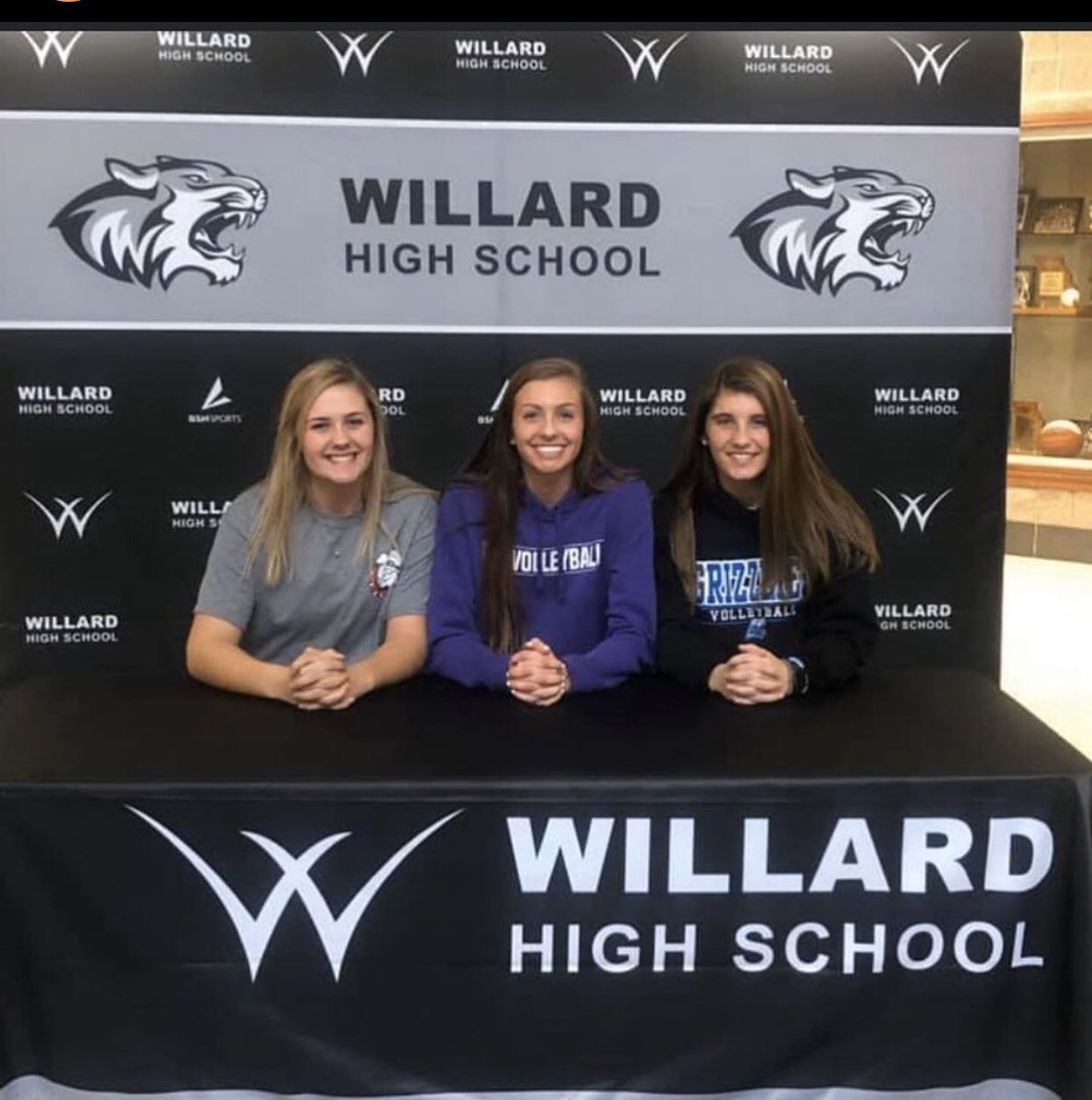 Willardvball's tweet photo. Signing Day!!  👏👏Huge Congratulations to Senior Ashley Lasher as she signs to plays with SBU 💜 We are so proud of you!!   @SBUVB @WillardSports @ashleylasher02 https://t.co/zIeeAiM5S2