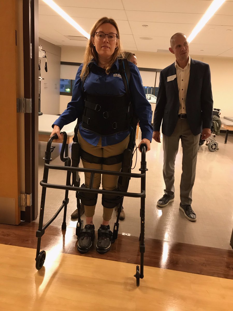 AlamedaHealth's tweet photo. Tonight we get sneak peek of our new Acute Rehab Unit at AHS-San Leandro Hospital including the brand new @EksoBionics robotic exoskeleton #CareForTheFuture #WeServeAll https://t.co/iE20amAeJM