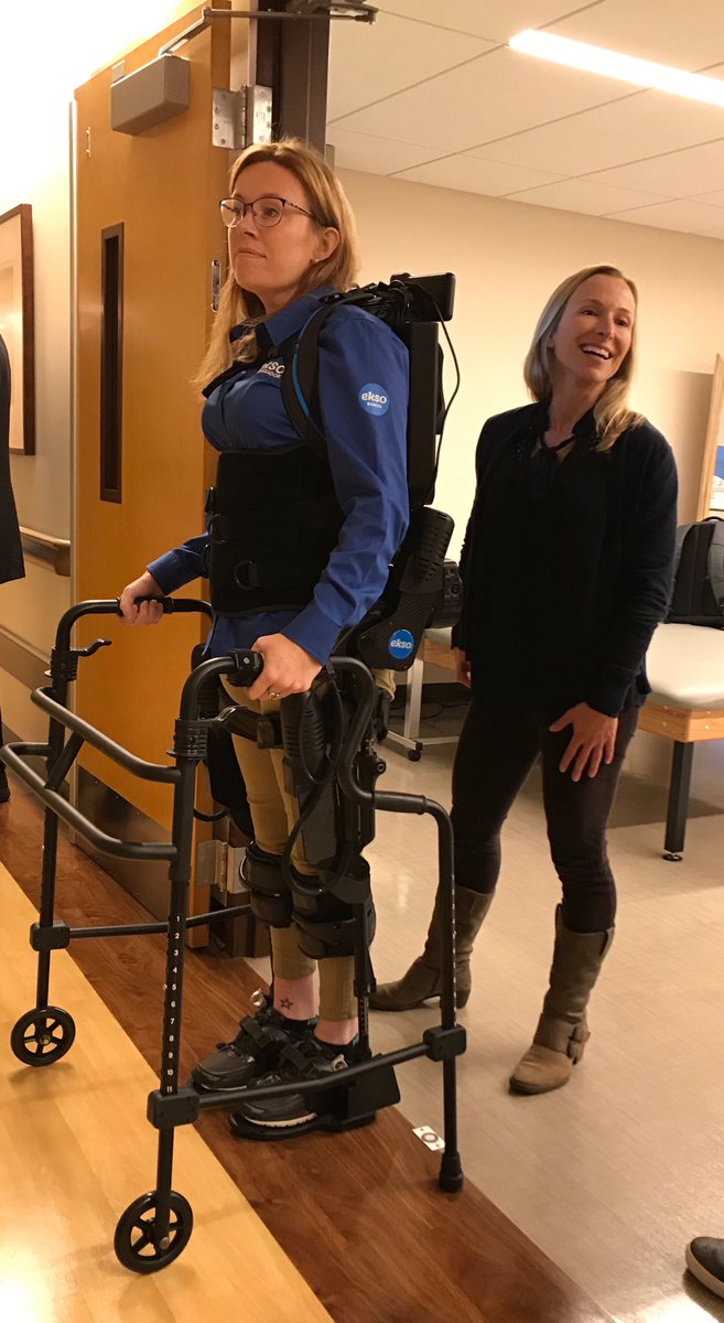 AlamedaHealth's tweet photo. Tonight we get sneak peek of our new Acute Rehab Unit at AHS-San Leandro Hospital including the brand new @EksoBionics robotic exoskeleton #CareForTheFuture #WeServeAll https://t.co/iE20amAeJM
