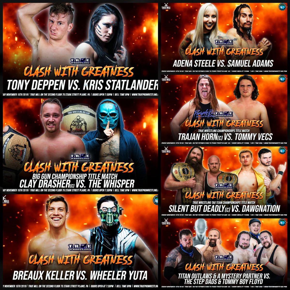 TRUEWrestling1's tweet photo. **Advance online ticket sales end in less than 24 hours**

ONLY 10 Front Row Tickets Remain for Friday's event in Plains, PA!!!

To ensure you get a front row ticket please reserve online at: https://t.co/ieOx67Rr8N

#TRUECLASH https://t.co/tgtbX4mB0B