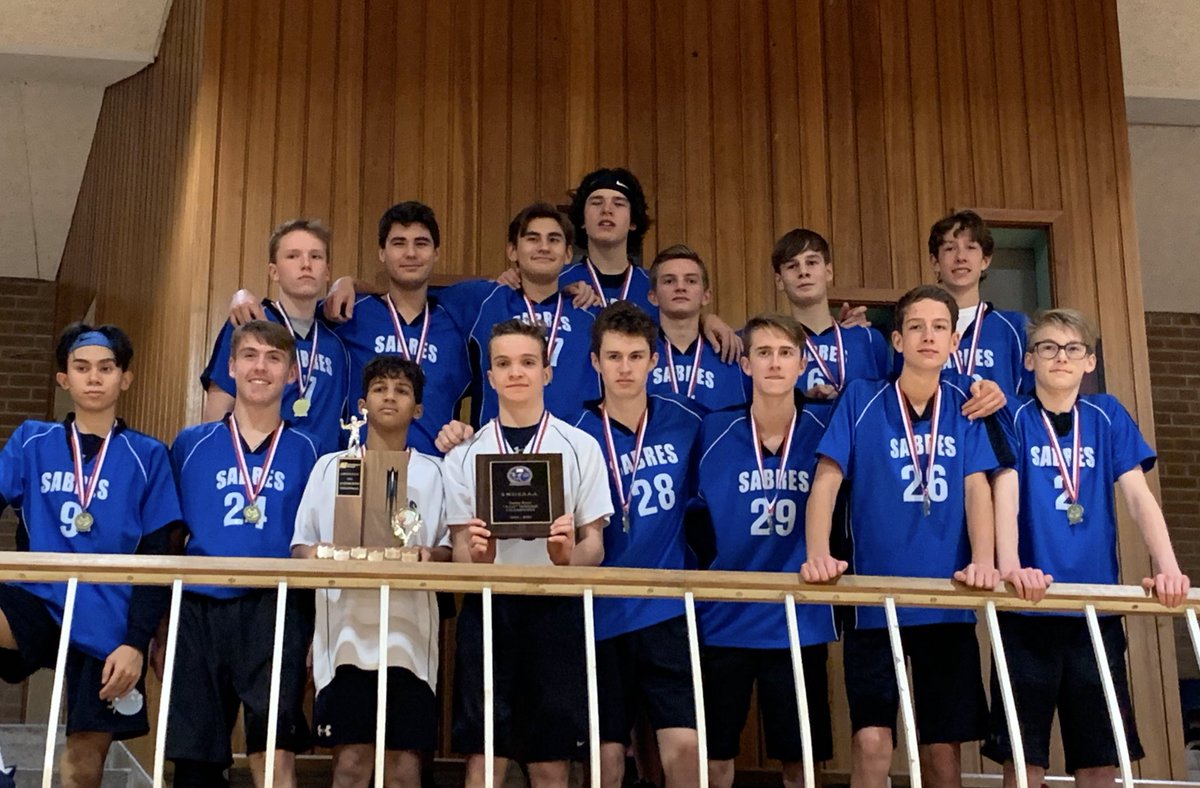 Sandwich_Sabres's tweet photo. Our #SSSabres Junior Boys are #SWOSSAA Champs! They defeated Chatham Kent in a heart stopping 5 game set! Way to go, Sabres! #GECDSBProud https://t.co/5hdhTZtJjT