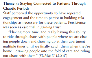 A-ICU staff felt they added value by: 3) addressing both medical and psychosocial need; 4) sitting with patients during chaotic times; 5) fostering team cohesion and shared commitment to patients; 6) ability to deliver flexible care