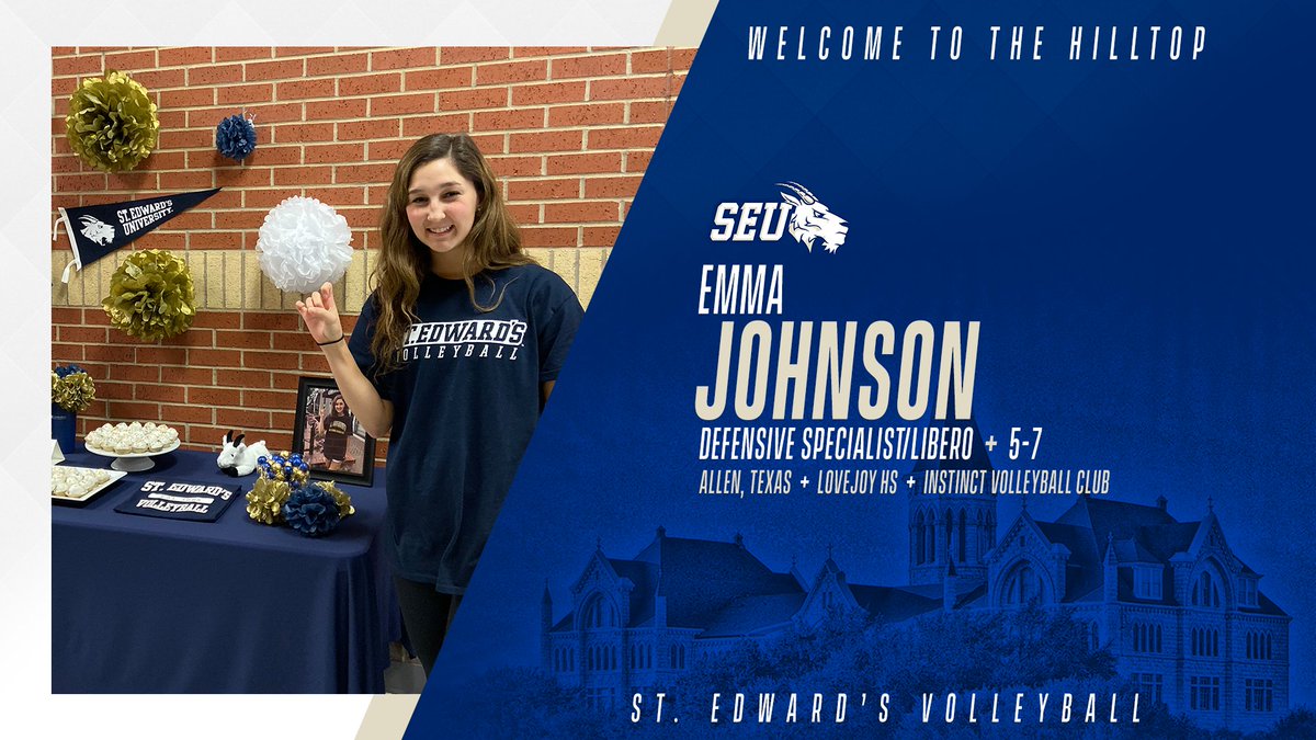 SEUVball's tweet photo. We're happy to announce the signing of Emma Johnson!

Emma is a 5-foot-7 defensive specialist/libero from Allen. She preps at Lovejoy HS and plays for Instinct Volleyball Club. Welcome to the Hilltop, Emma!

#FearTheGoat🐐 https://t.co/Lggmy9EQS2