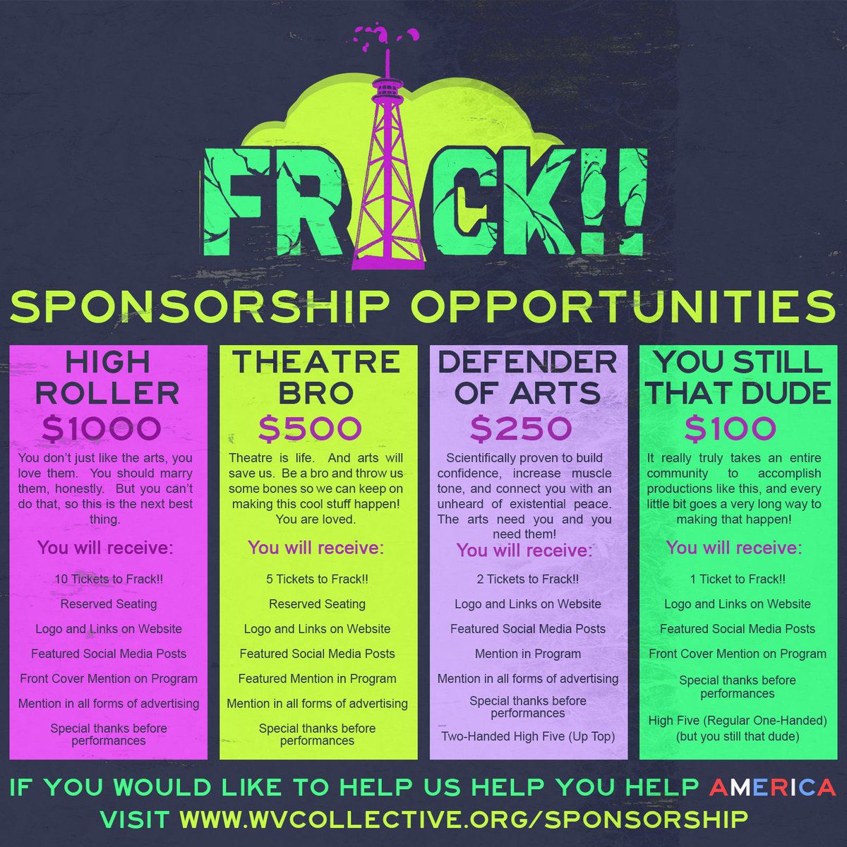collective_wv's tweet photo. We still need your help!  Did you know that dozens of artists, actors, musicians, producers and technical staff are needed to make a show like this happen?   All this doesn't come cheap, so please consider becoming a sponsor for our fall production TODAY: https://t.co/c1ubqOLFni https://t.co/LqtKLd0nn5