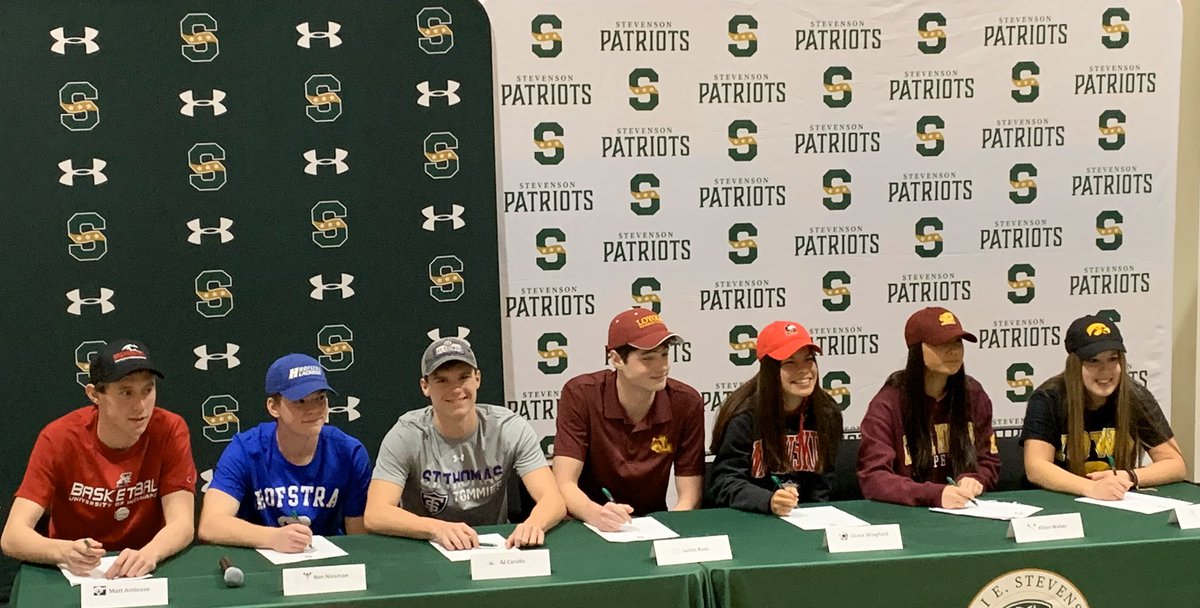Great moment when athletes achieve their dreams.  Congrats to all of our student athletes on signing their NLI to further their academic and athletic careers! #PatriotPride