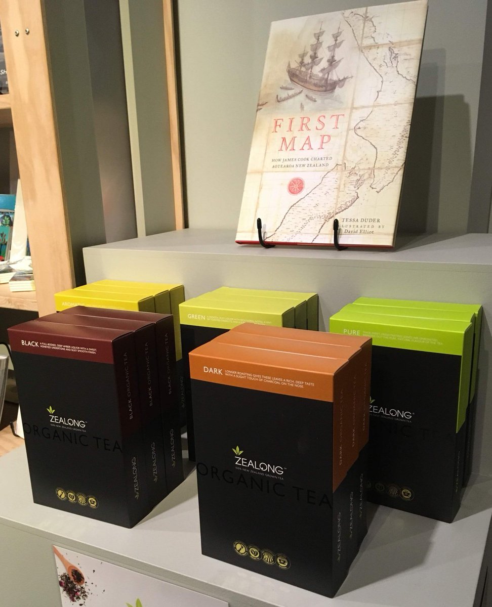 Several waka (vessels) are currently voyaging around New Zealand as part of #tuia250. Tessa Duder's new book First Map follows this voyage 250 years ago, and was recently launched at Waikato Museum, where it sits alongside Zealong tea in-store. 🍵📚