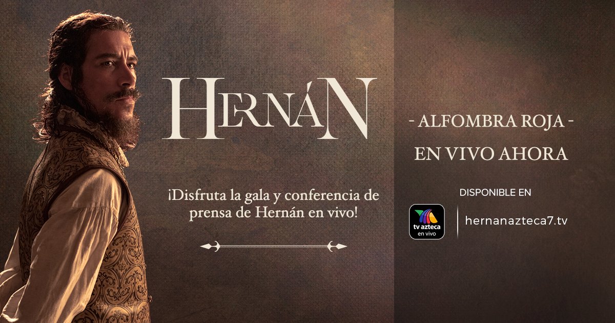 @12fonticiella ¡Este 13 de noviembre disfruta EN VIVO la gala y conferencia de prensa de #HernánLaSerie! No puedes perdértelos en EXCLUSIVA por hernanazteca7.tv y bit.ly/TVA_EnVivo. ¡Te esperamos!