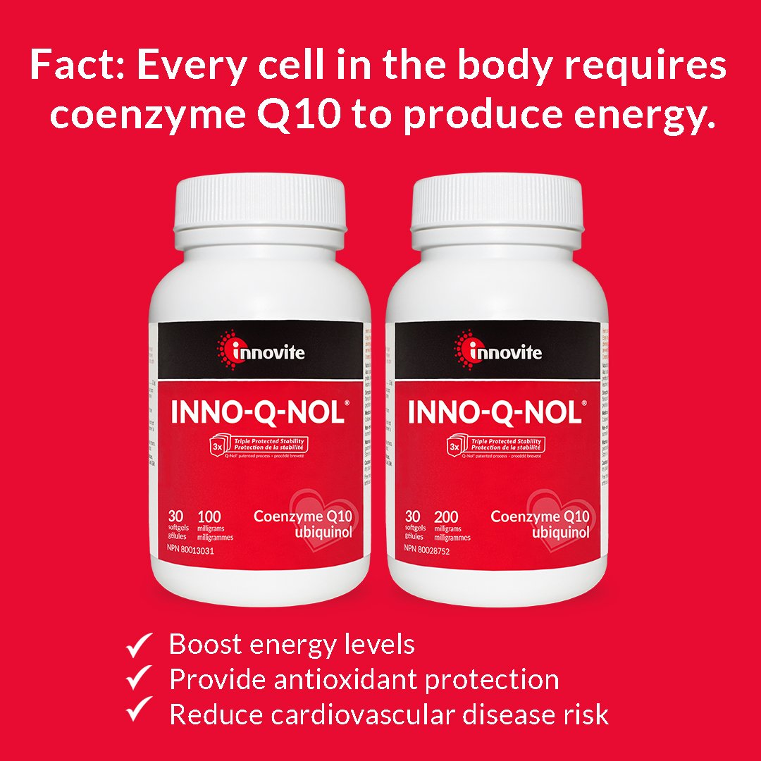 InnoviteCanada's tweet photo. Coenzyme Q10 is an antioxidant that your body produces naturally. CoQ10 levels decrease as we age. Additionally, health conditions such as heart disease and diabetes have been linked to low levels of CoQ10. #innovite #hearthealth https://t.co/FOtJfg0PEW