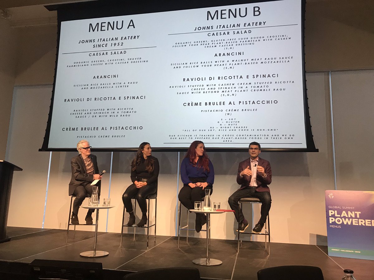 DanaMcCauley's tweet photo. Closing panel at #plantpoweredsummitTO featured smart direction on implementing plant based menu items whilst still being true to your brand promise https://t.co/aPHeRXkBtc