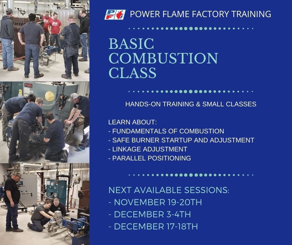 Power_Flame_Inc's tweet photo. Our Basic Combustion Class covers: fundamentals of combustion, burner start-up &amp; adjustment, hands-on training on several burner/boiler packages, linkage adjustment, and parallel positioning.
To register visit: https://t.co/vcwdfJQJ03

#PowerFlame #PFItraining #factorytrained https://t.co/XMjfVlDZHD