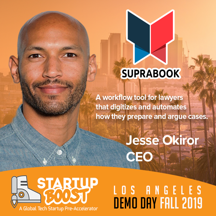 FoundersBoostLA's tweet photo. Meet @JesseOkiror, #founder &amp; #CEO of @SuprabookHQ A workflow tool for lawyers that digitizes and automates how they prepare and argue cases. https://t.co/CjtrfokgXX