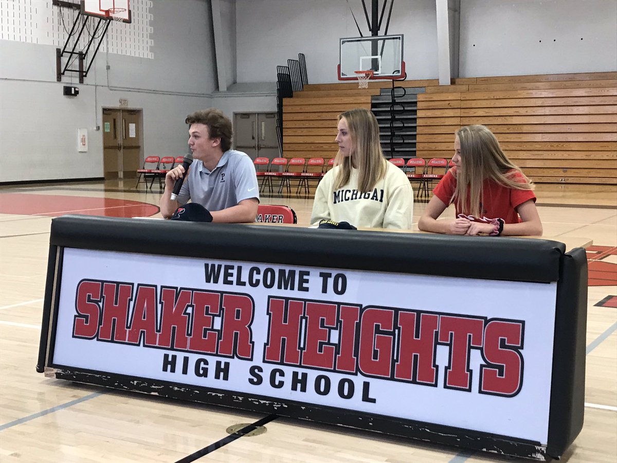 raidersofshaker's tweet photo. Congratulations to Calvin Brown (Penn ⚾️), Lori Clarke (Michigan 🏑 and Ryan Skall (UIC ⚽️), all signing their NCAA National Letter of Intent today! https://t.co/2ptrm9fEZB
